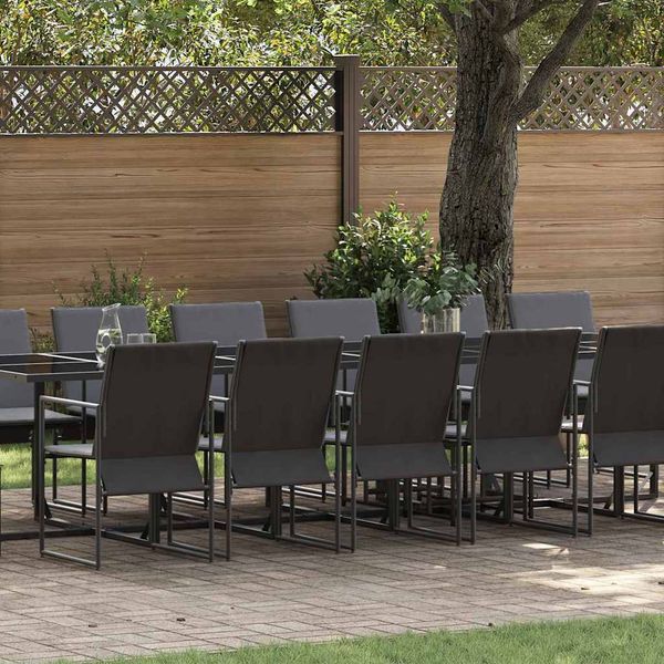 vidaXL Záhradný jedálenský set 17 pcs Čierna Oceľ