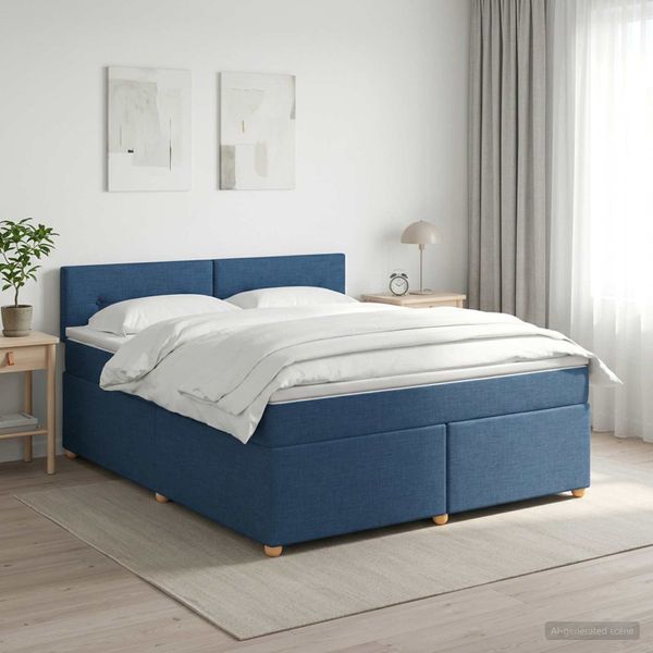 vidaXL Posteľ boxspring s matracom Modrá 160 x 200 cm Látka
