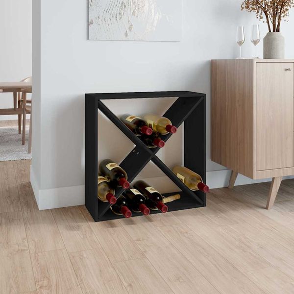 VidaXL Skrinka na víno čierna 62x25x62 cm masívna borovica