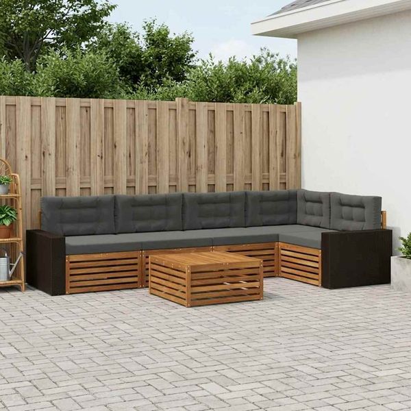 vidaXL Záhradná súprava gaučov 6 pcs Prírodná a antracitová