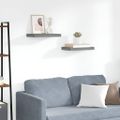 vidaXL Plávajúce nástenné police 2 ks, lesklé sivé 40x23,5x3,8 cm, MDF
