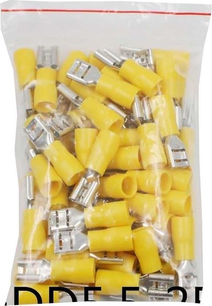 Faston-zdírka 6,3mm žltá pre kábel 4-6mm2, balenie 100ks