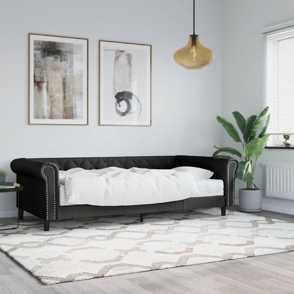 vidaXL Denná posteľ s matracom čierna 90x200 cm umelá koža