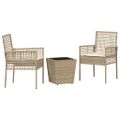 vidaXL Záhradný bistro set 3 ks Béžová polyratan