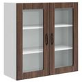 vidaXL Nástenný sklenený kabinet PORTO Hnedý dub 80 x 31 x 80 cm