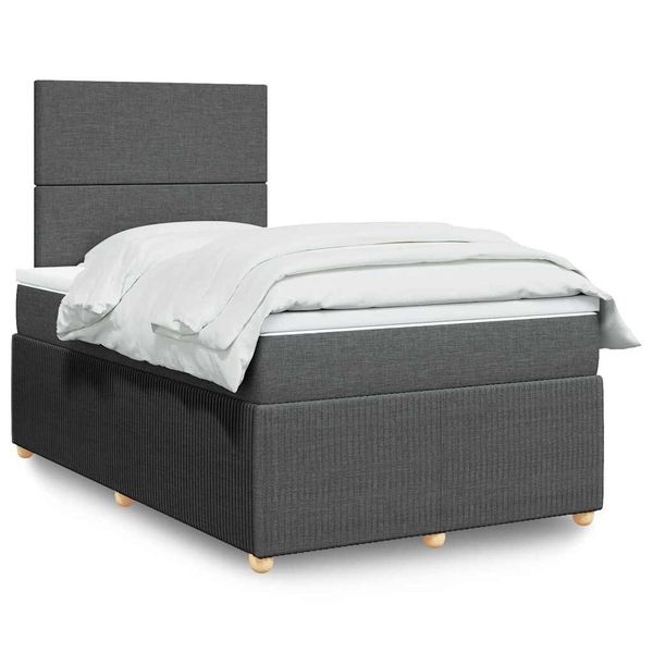 vidaXL Boxspring posteľ s matracom, tmavosivá 120x190 cm, látka