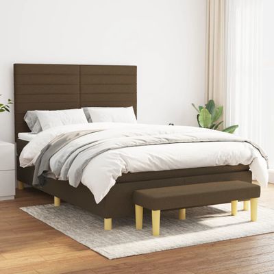 vidaXL Boxspring posteľ s matracom tmavohnedá 140x200 cm látka