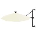 vidaXL Nástenný záhradný slnečník s LED 300 cm, pieskový
