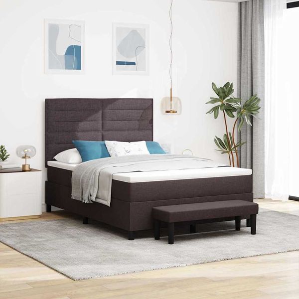 vidaXL Posteľ s pružinovým rámom Tmavohnedá 140 x 190 cm látka