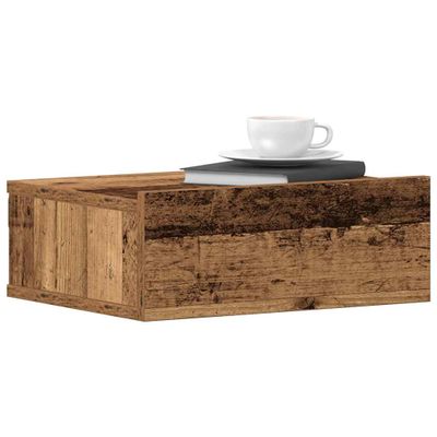 vidaXL Plávajúci nočný stolík Old Wood 40x32x15 cm Engineered Wood