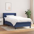vidaXL Posteľný rám boxspring s matracom modrý 90x190 cm látka