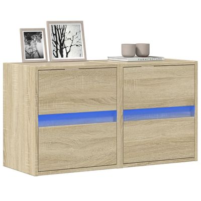 vidaXL TV nástenné skrinky s LED svetlami 2 ks dub sonoma 41x31x45 cm