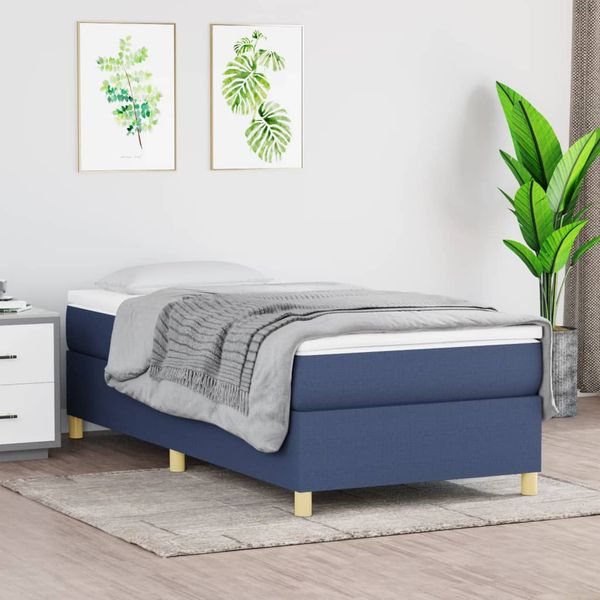 vidaXL Posteľný rám s boxspringom, modrá, 90x190 cm, látka