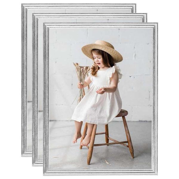vidaXL Fotorámiky na stôl, koláž 3 ks, strieborné 20x25 cm, MDF