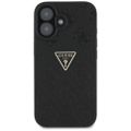 Guess Hardcase PU Grained Hot Stamp 4G Triangle Metal Puzdro pre iPhone 16 6,1" Čierna