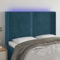 vidaXL Čelo postele s LED tmavomodré 147x16x118/128 cm zamat