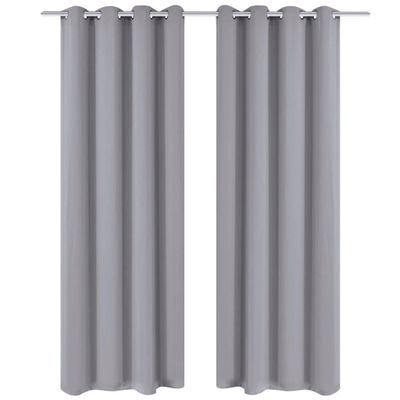 vidaXL Zatemňovací záves s kovovými očkami, 2 ks, 135x175 cm, sivý