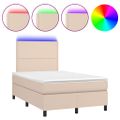 vidaXL Boxspring posteľ+matrac a LED, kapučínová 120x190cm, umelá koža