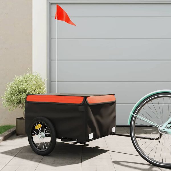 vidaXL Vozík za bicykel, čierno oranžový 45 kg, železo