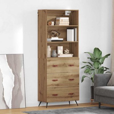 vidaXL Highboard Remeselný dub 69,5 x 34 x 180 cm Kompozitné drevo