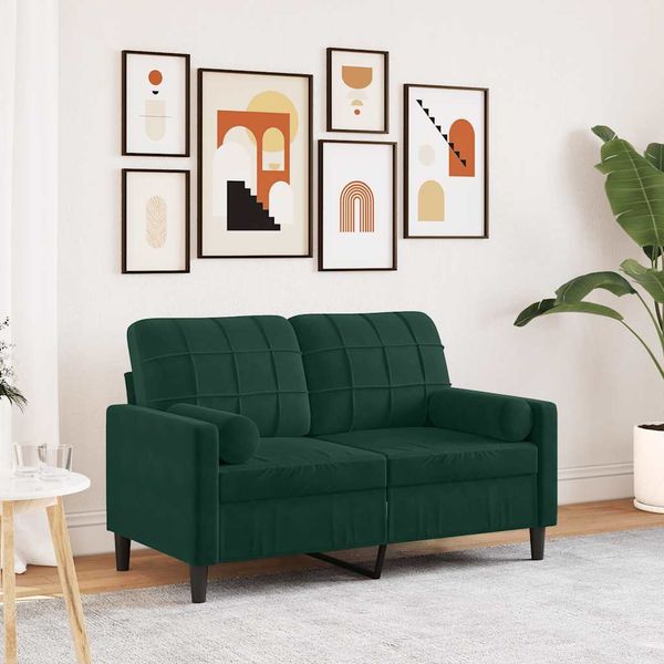 vidaXL 2-miestna pohovka s vankúšmi tmavozelená 120 cm zamat