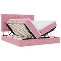vidaXL LED úložná posteľ s matracom Ružová 180 x 200 cm Zamat