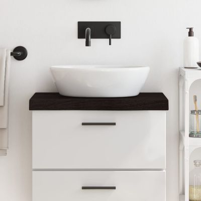 vidaXL Kúpeľňová doska tmavohnedá 60x30x(2-6) cm ošetrený masív