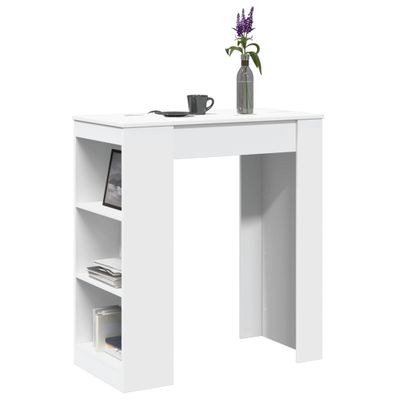 vidaXL Barový stôl a police biely 95x47x103,5 cm kompozitné drevo