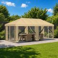vidaXL Kryt altánku s bočnými stenami 6 x 3 m Krémová Polyester