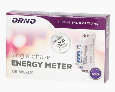 Elektromer digitálny na DIN lištu ORNO OR-WE-521, 40A, MID, jednofázový, DIN TH-35mm