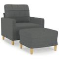 vidaXL Kreslo s podnožkou tmavosivé 60 cm látkové