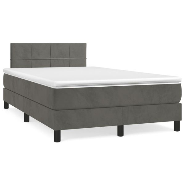 vidaXL Boxspring posteľ s matracom, tmavosivá 120x190 cm, zamat