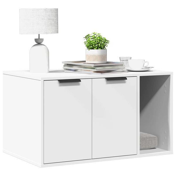 vidaXL Uzavretý box na stelivo, biely 80x50x45 cm, kompozitné drevo