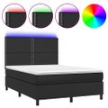 vidaXL Boxspring posteľ s matracom a LED čierna 140x200 cm umelá koža