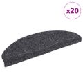 vidaXL Schodové rohože, samolepiace, 20 ks, 65x21x4 cm, tmavošedé, polkruhové, veľké