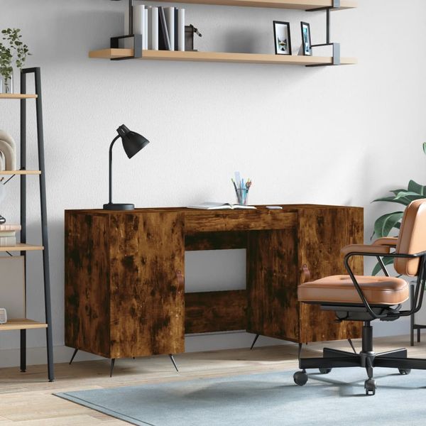 vidaXL Stôl dymový dub 140x50x75 cm kompozitné drevo