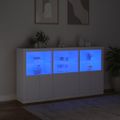 vidaXL Komoda s LED svetlami biela 181,5x37x100 cm