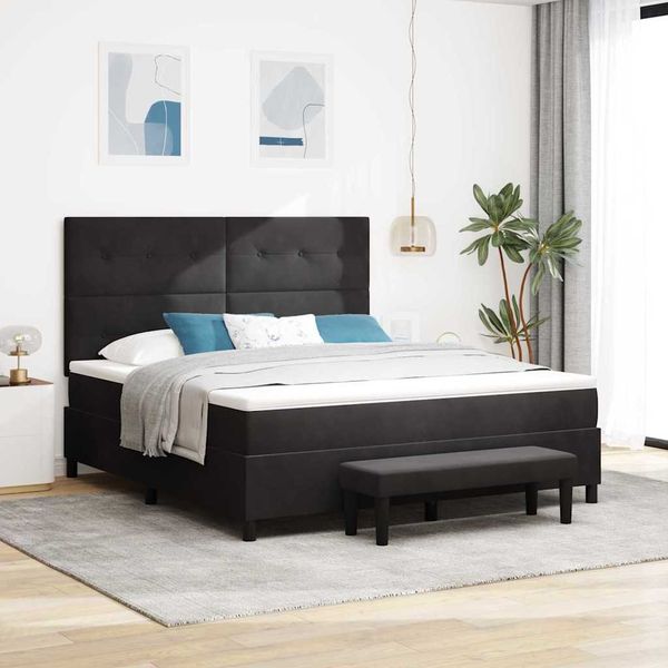 vidaXL Posteľ s pružinovým rámom Čierna 200 x 180 cm Zamat