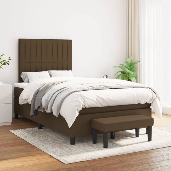vidaXL Boxspring posteľ s matracom tmavohnedá 120x200 cm látka