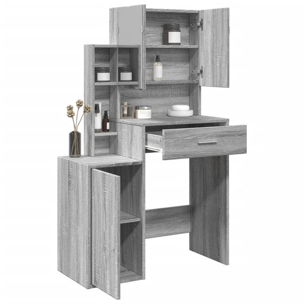 vidaXL Toaletný stolík so skrinkou sivá sonoma 80x35x132 cm