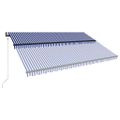 vidaXL Markíza so senzorom vetra a LED 500x300 cm modrá a biela