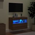 vidaXL TV nástenná skrinka s LED svetlami hnedý dub 60x30x40 cm