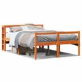 vidaXL Posteľný rám s čelom voskový hnedý 140x190 cm borovicový masív