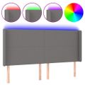 vidaXL Čelo postele s LED tmavosivé 163x16x118/128 cm látka
