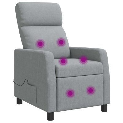vidaXL Masážne relaxačné kreslo Svetlosivá Látka