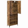 vidaXL Highboard Staré drevo 69,5 x 34 x 180 cm Kompozitné drevo