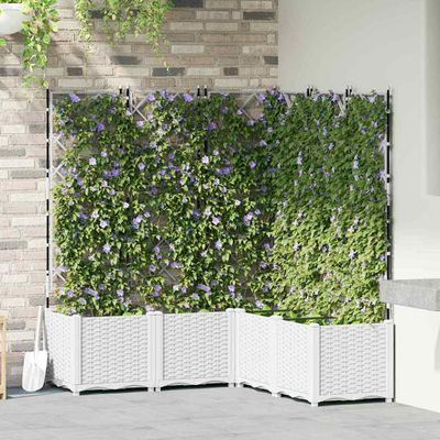 vidaXL Záhradný kvetináč 5 pcs Biely 120 x 120 x 143 cm Plast