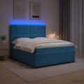 vidaXL LED boxspring posteľ s matracom Modrá 140 x 190 cm Zamat