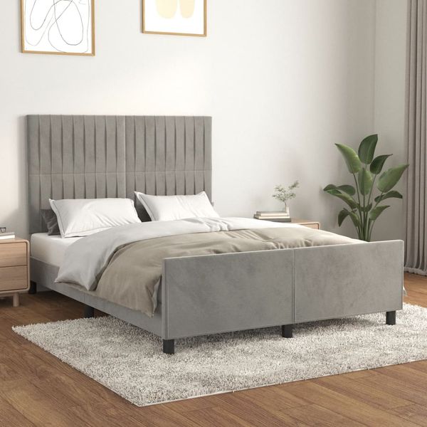 vidaXL Posteľ bez matraca bledosivý 140x200 cm zamat