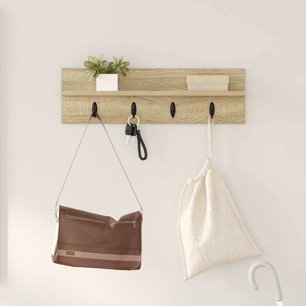 vidaXL Vešiak na stenu Sonoma dub 60 x 10,5 x 18 cm Kompozitné drevo